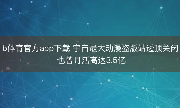 b体育官方app下载 宇宙最大动漫盗版站透顶关闭 也曾月活高达3.5亿