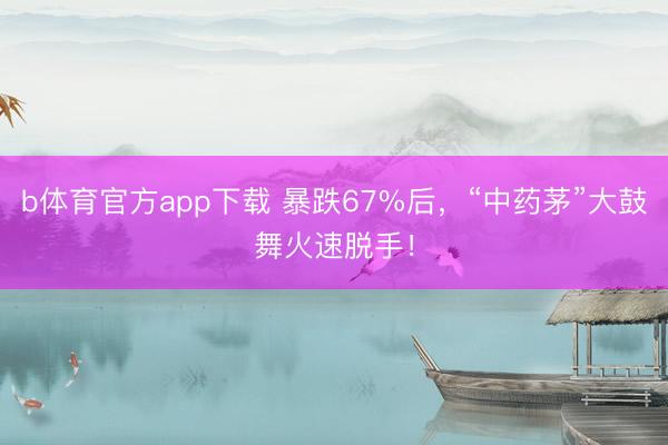 b体育官方app下载 暴跌67%后，“中药茅”大鼓舞火速脱手！