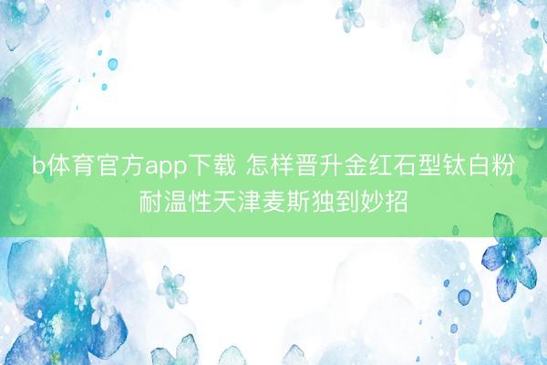 b体育官方app下载 怎样晋升金红石型钛白粉耐温性天津麦斯独到妙招