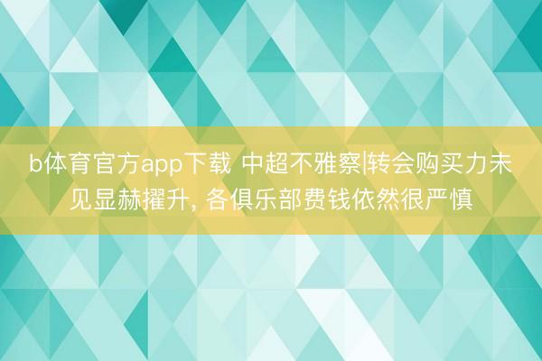 b体育官方app下载 中超不雅察|转会购买力未见显赫擢升， 各俱乐部费钱依然很严慎