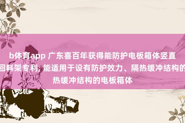b体育app 广东喜百年获得能防护电板箱体竖直超越的轮回料架专利, 能适用于设有防护效力、隔热缓冲结构的电板箱体