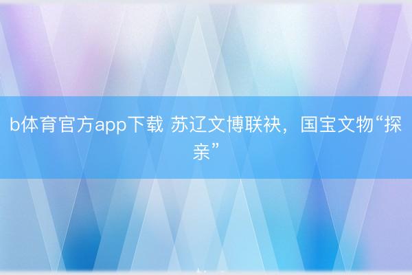 b体育官方app下载 苏辽文博联袂，国宝文物“探亲”