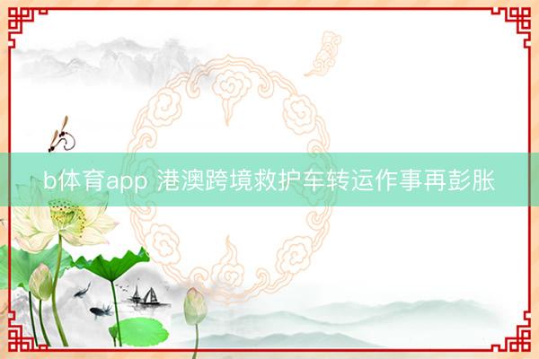 b体育app 港澳跨境救护车转运作事再彭胀