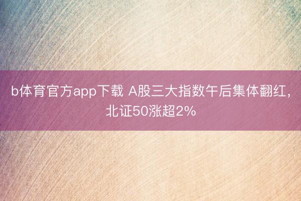 b体育官方app下载 A股三大指数午后集体翻红，北证50涨超2%