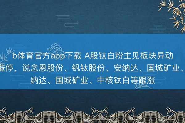 b体育官方app下载 A股钛白粉主见板块异动走高，鲁北化工涨停，说念恩股份、钒钛股份、安纳达、国城矿业、中核钛白等跟涨