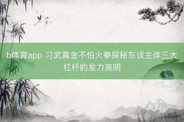b体育app 习武真金不怕火拳探秘东谈主体三大杠杆的发力高明