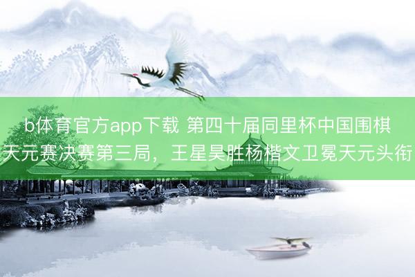 b体育官方app下载 第四十届同里杯中国围棋天元赛决赛第三局，王星昊胜杨楷文卫冕天元头衔